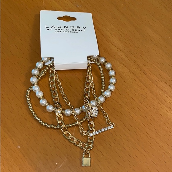 Laundry By Shelli Segal Gold and Cream Layered Bracelet - Picture 1 of 5